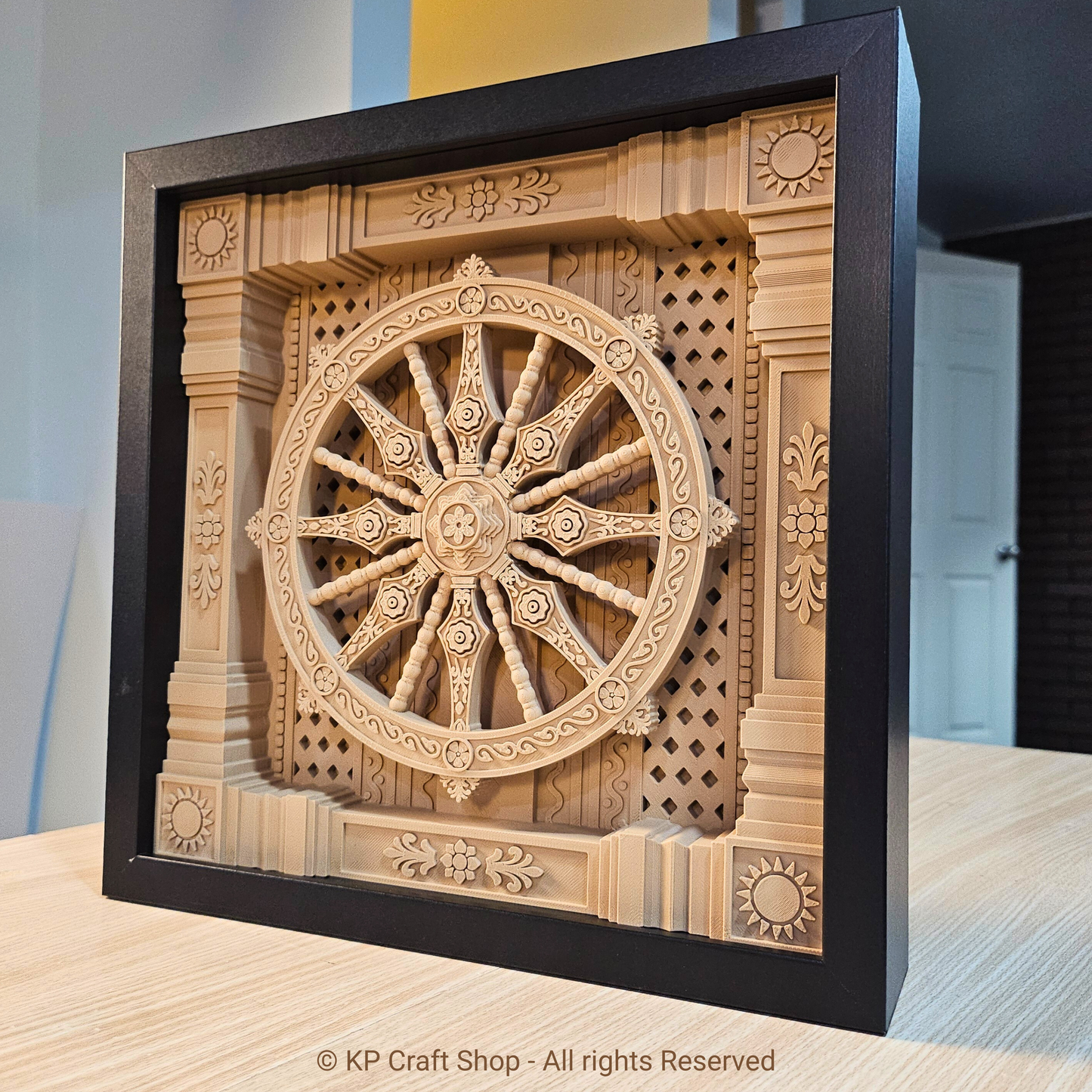 Konark Wheel 3D Printed Wall Frame – Indian Heritage Architectural Wall Decor
