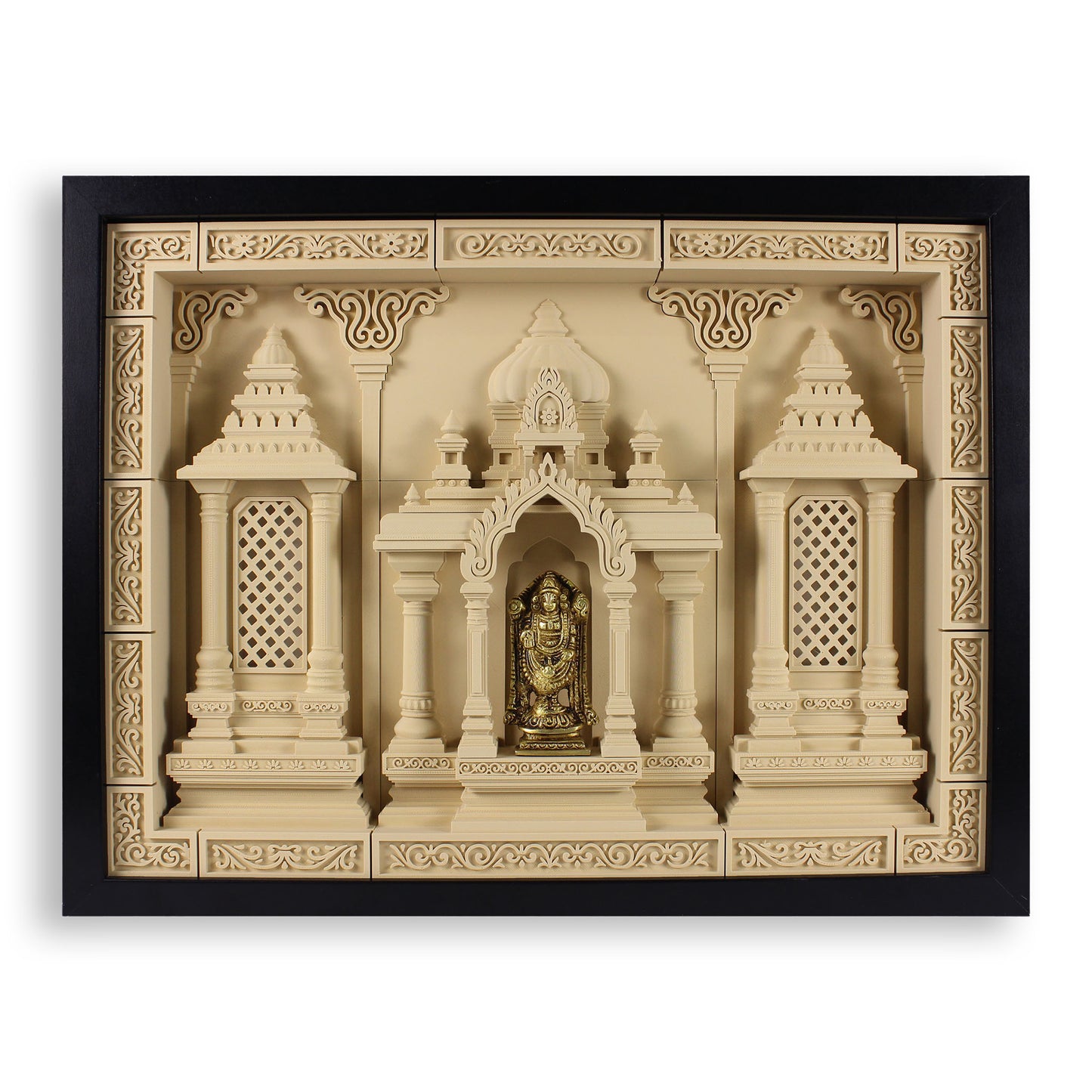 Heritage Temple Wall Frame – 3D Printed Indian Shrine Art