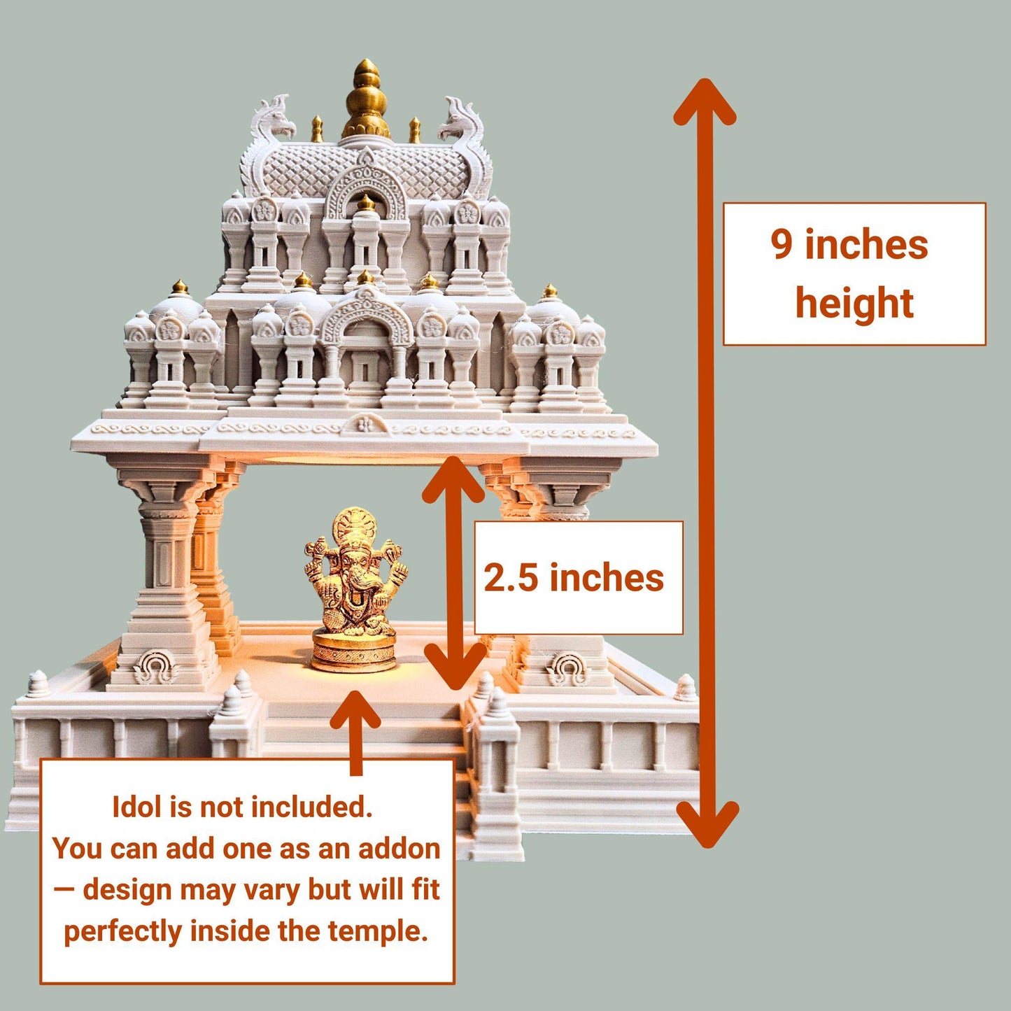 South Indian Temple Tabletop Model with LED Light – Cultural Home Decor