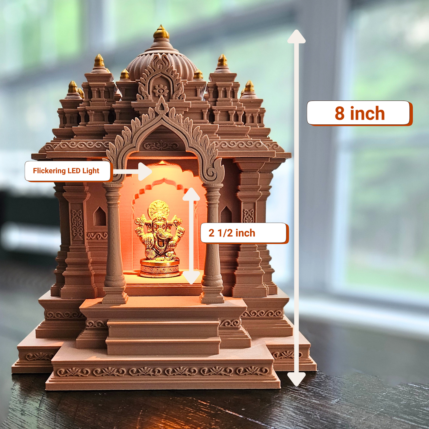 Traditional Indian Temple – Tabletop Mandir with Golden Kalashas