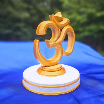 OM Symbol – Gold on Marble Tabletop Decor | Spiritual Indian Home Accent