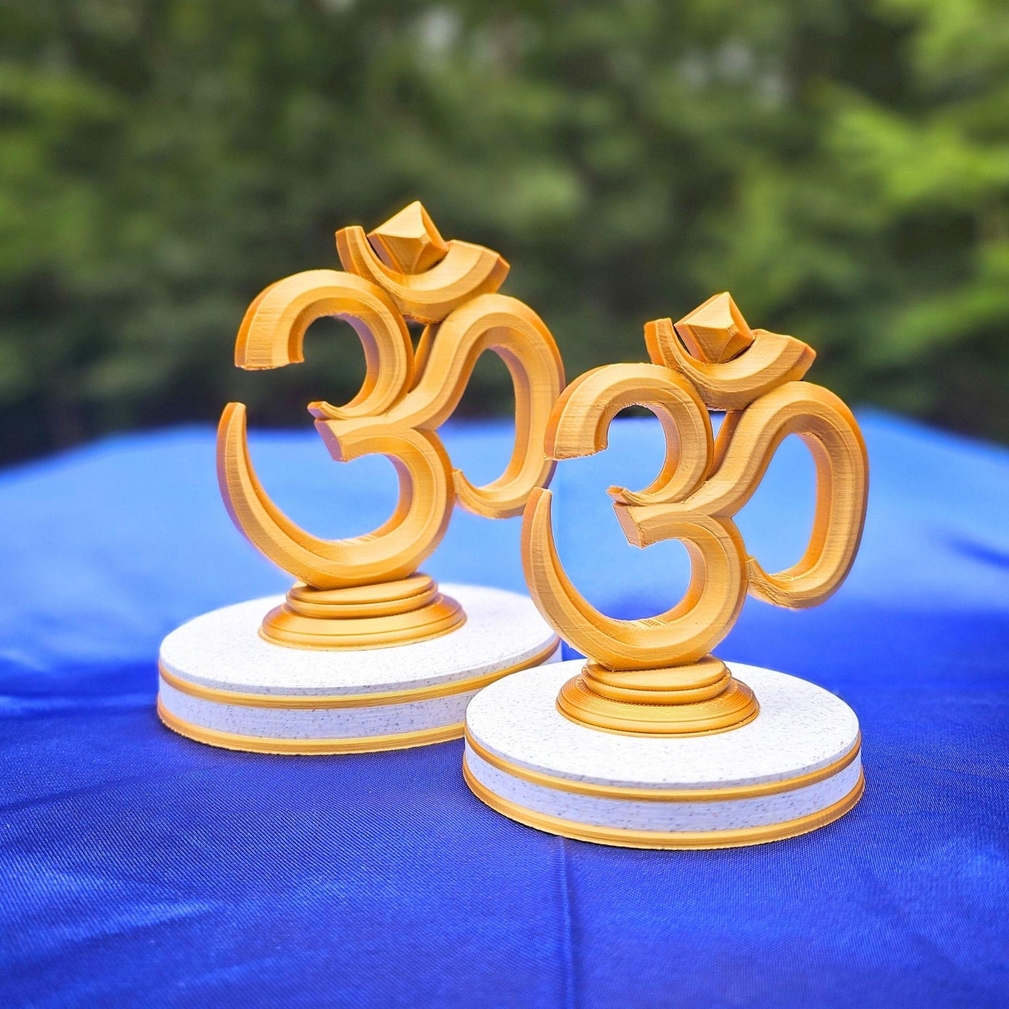 OM Symbol – Gold on Marble Tabletop Decor | Spiritual Indian Home Accent