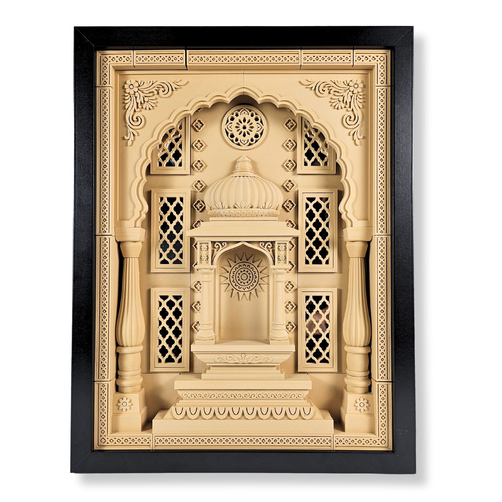 Mandir Frame Design 3D Printed Portrait Mandir Frame – Indian Temple Wall Art – KP Craft Shop