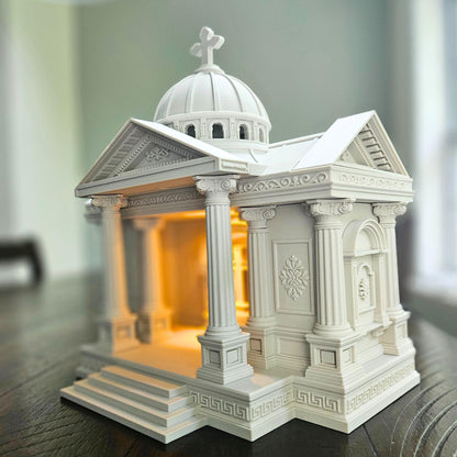 Roman Catholic Tabletop Church with LED Candle Light – USB Powered