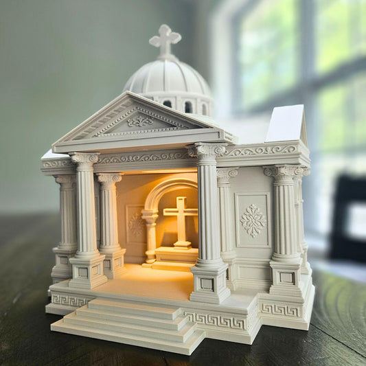 Roman Catholic Tabletop Church with LED Candle Light – USB Powered