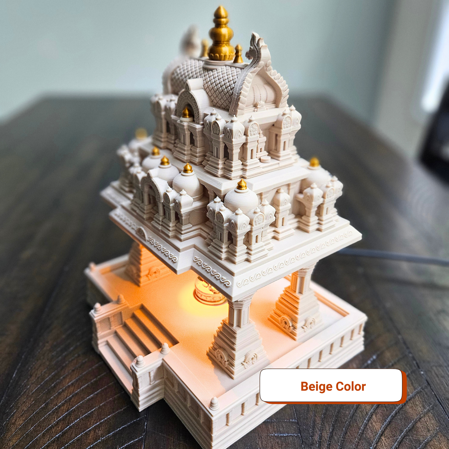 South Indian Temple Tabletop Model with flickering LED Light – Cultural Home Decor
