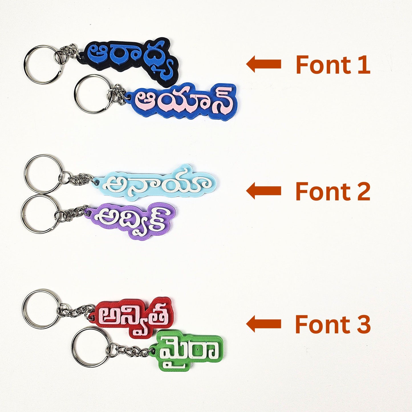 Custom Telugu Name Keychain – 3D Printed