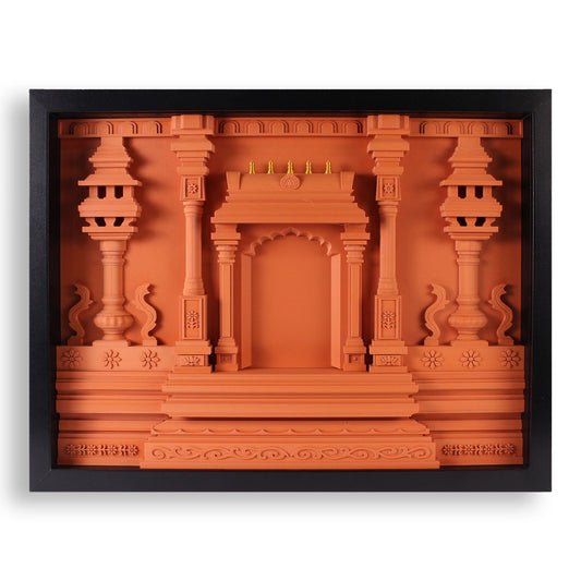 Terracotta Temple Wall Frame – Shadow Box Mandir Art