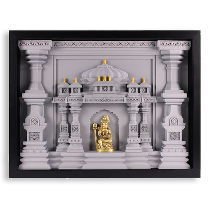 Indian Temple Shadow Box Frame – Gray with Gold Accents