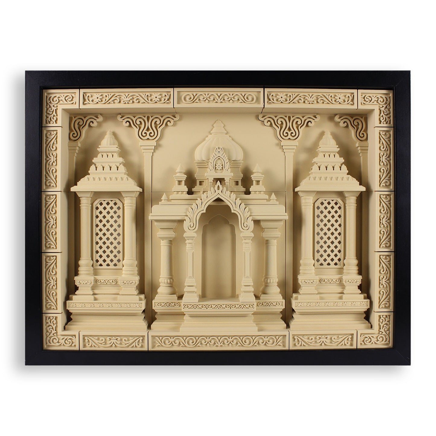Heritage Temple Wall Frame – 3D Printed Indian Shrine Art