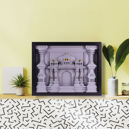 Indian Temple Shadow Box Frame – Gray with Gold Accents