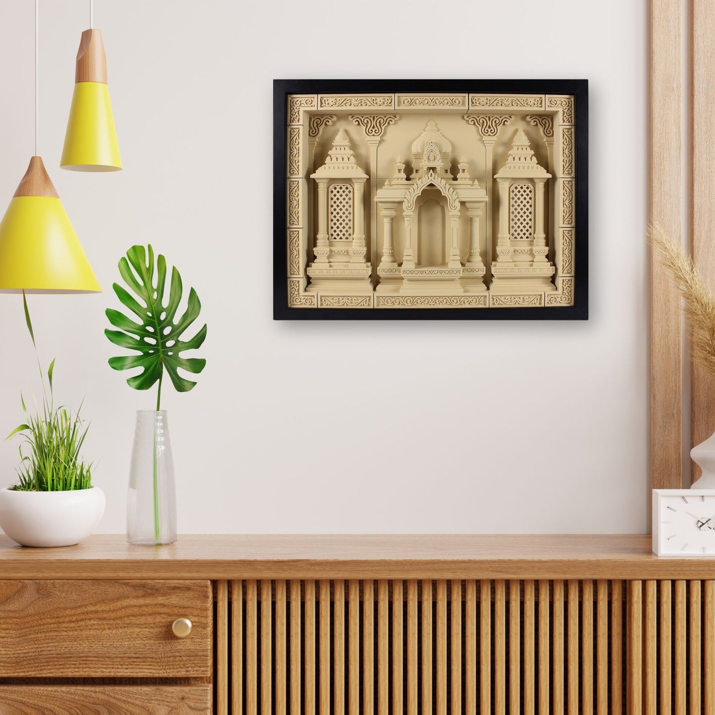 Heritage Temple Wall Frame – 3D Printed Indian Shrine Art