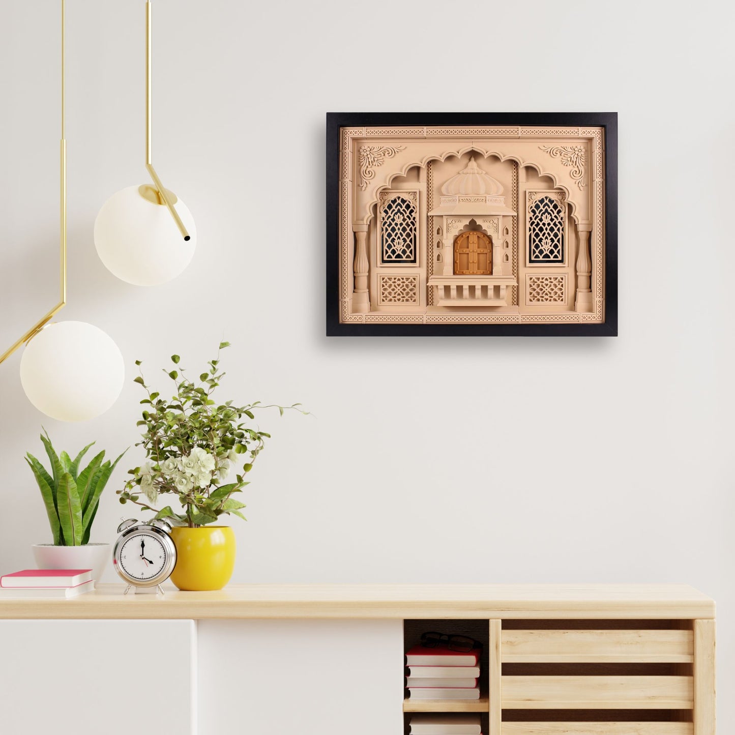 Rajasthani Palace-Inspired 3D Wall Art in Shadow Frame