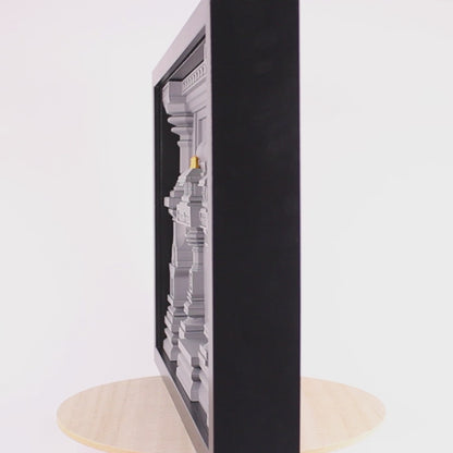 Indian Temple Shadow Box Frame – Gray with Gold Accents
