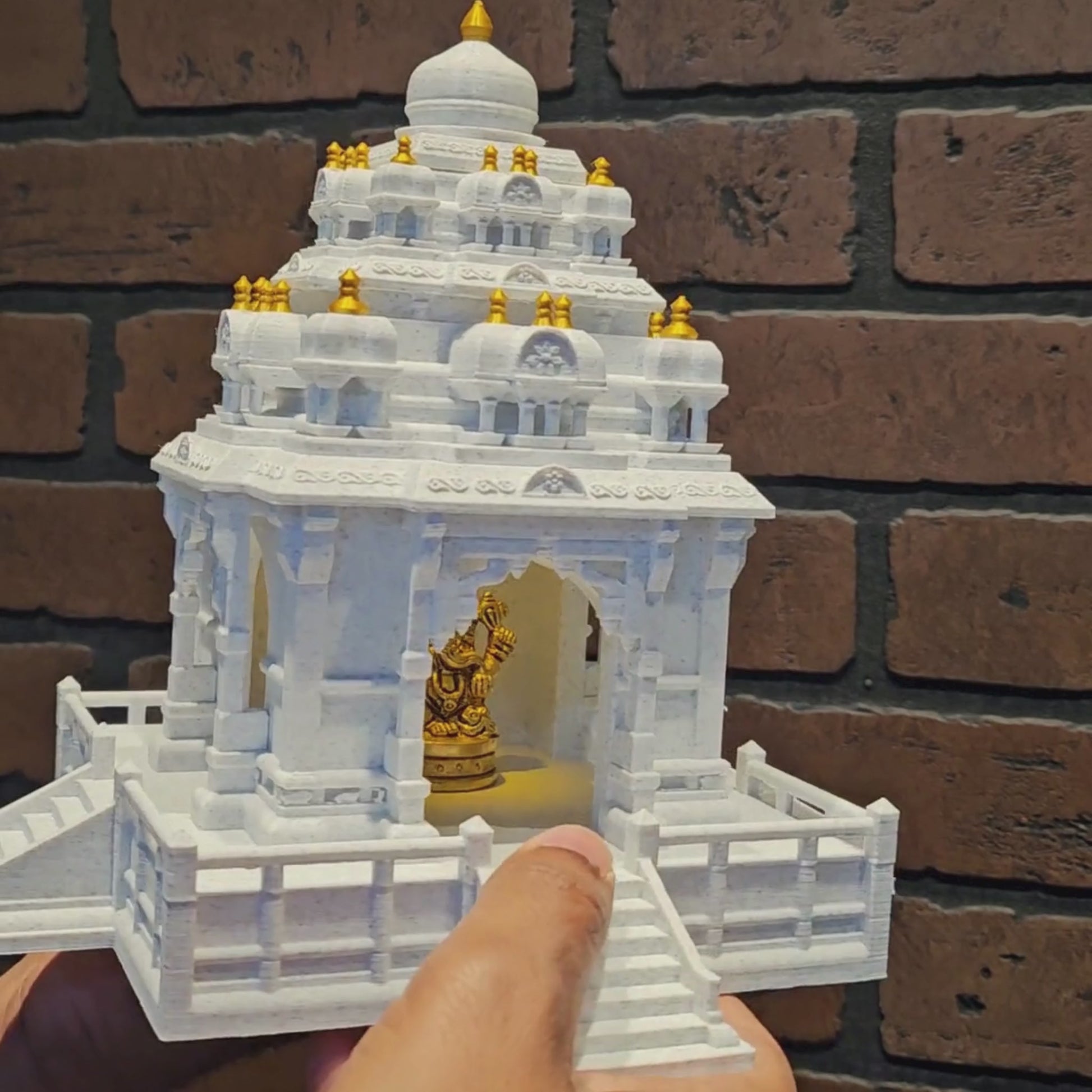 Marble-Style Indian Temple – Tabletop Mandir for Home or Office