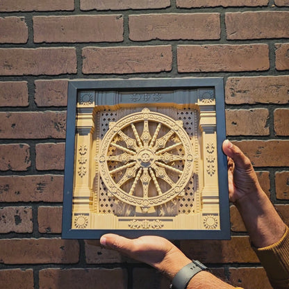 Konark Wheel 3D Printed Wall Frame – Indian Heritage Architectural Wall Decor