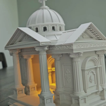 Roman Catholic Tabletop Church with LED Candle Light – USB Powered